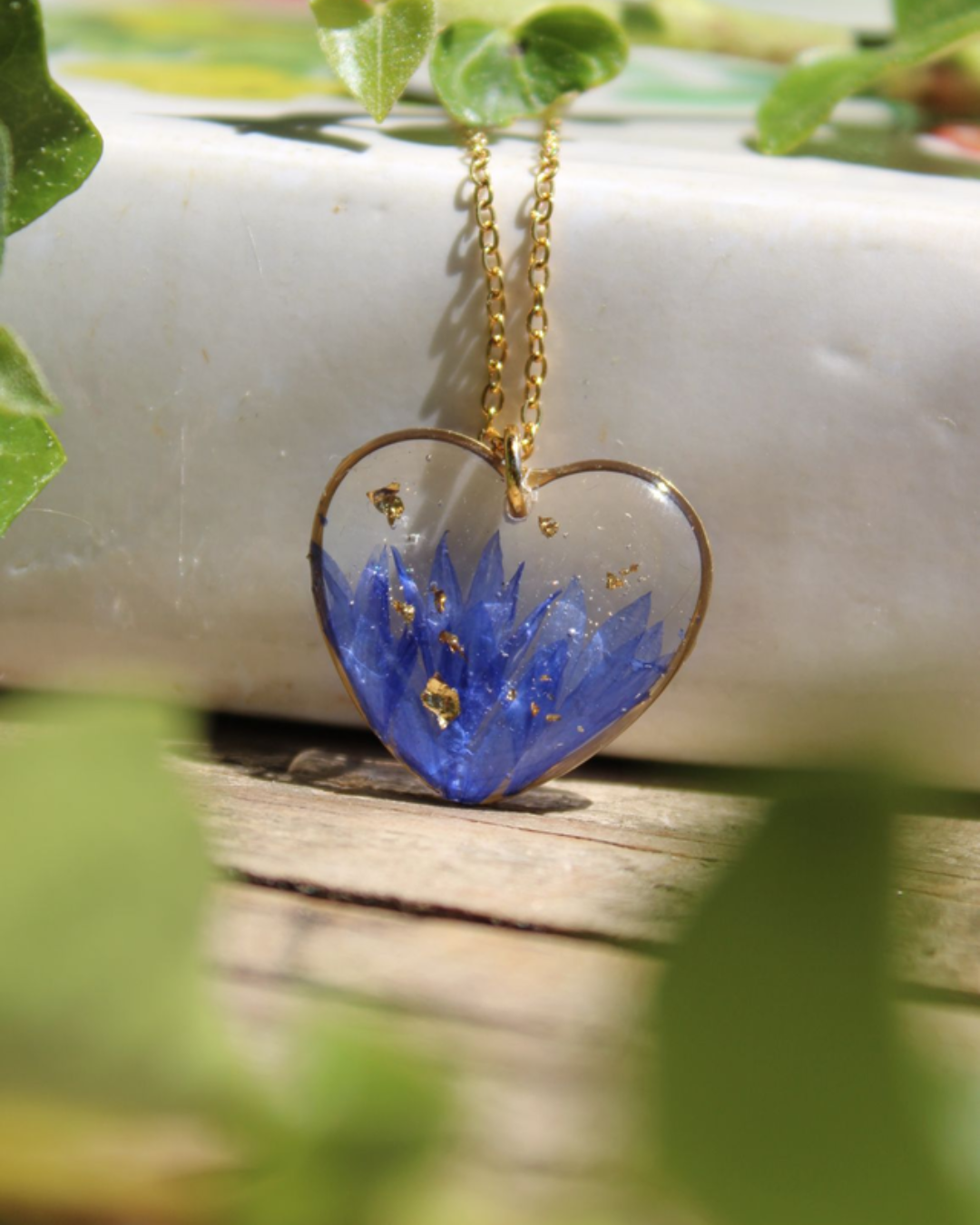 Collier coeur Bleuet
