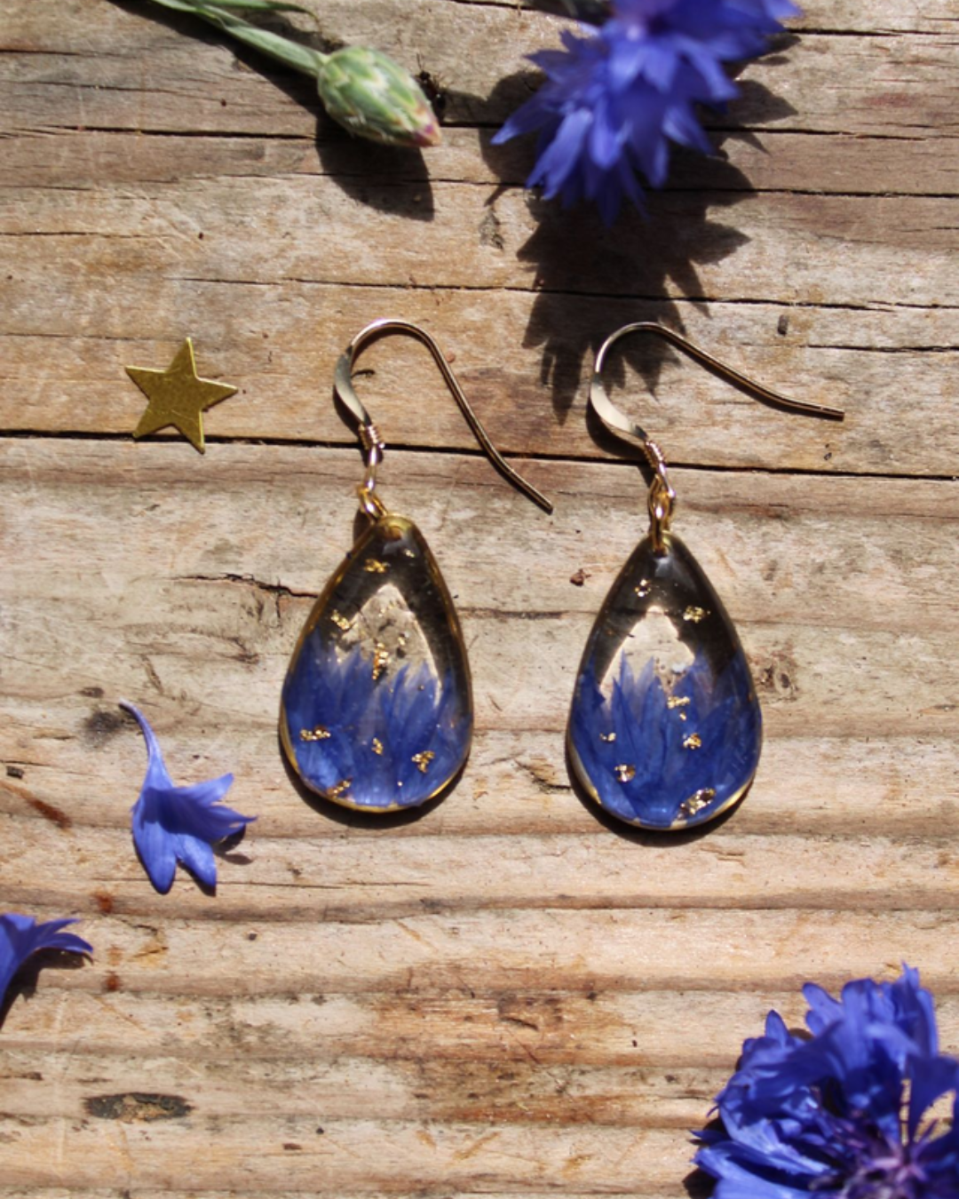 Boucles d'oreilles gouttes Bleuet
